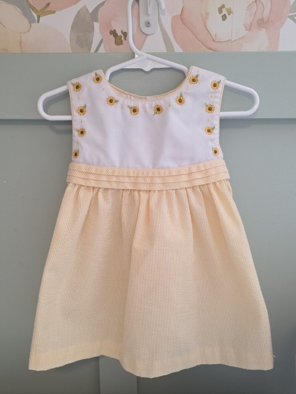 Vintage Samara 3t Yellow White Fall Sunflower Embroidered Short Tunic Like Dress